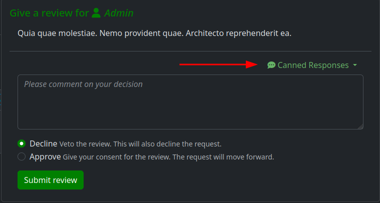 Request Reviews Canned Response