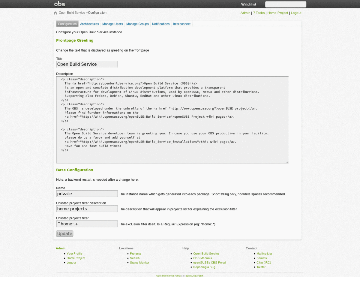 Main Configuration Page Comparison