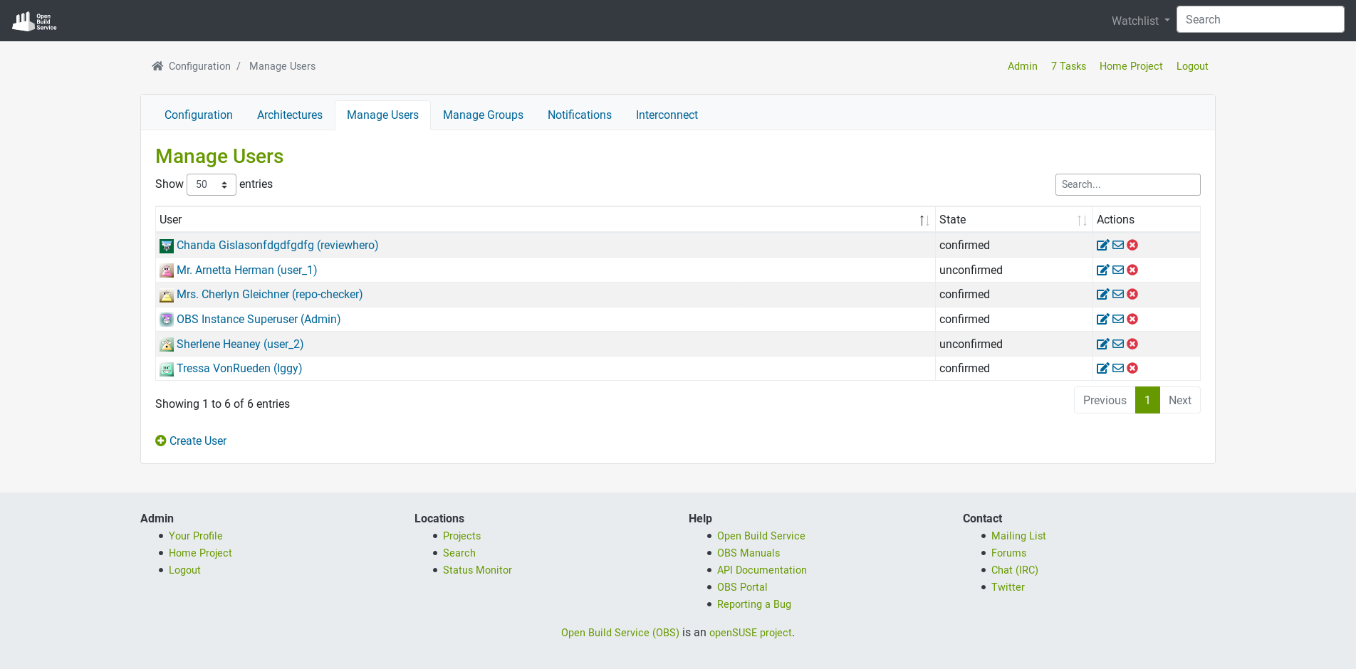 Manage Users Page