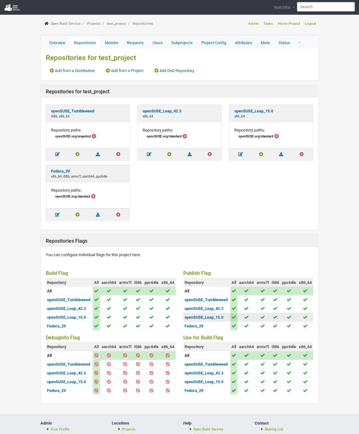 Repositories configuration for a project in the new UI