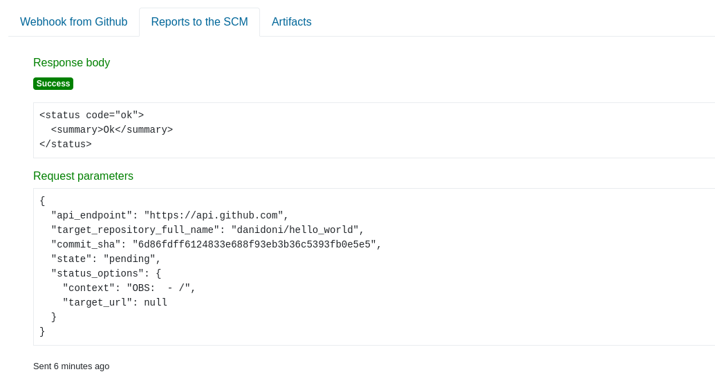 SCM status reports tab