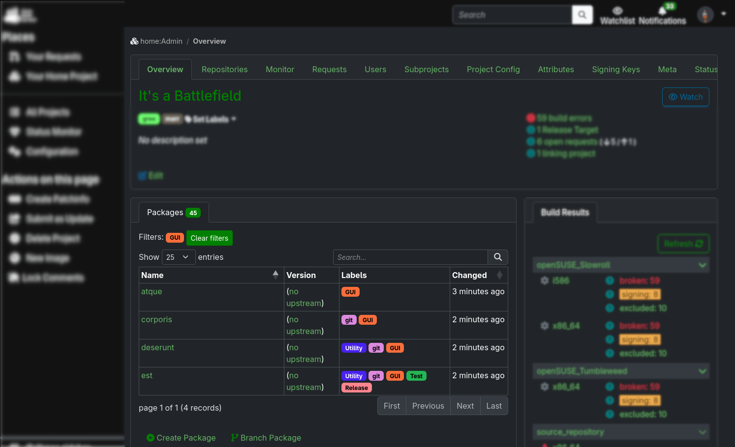 Filter by Label on the project page