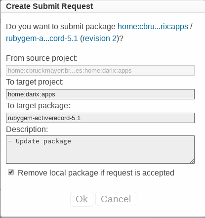 Submit request dialog