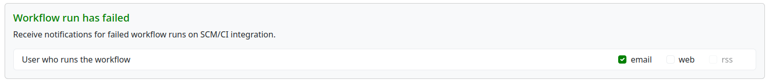 Screenshot of workflow run notification activation